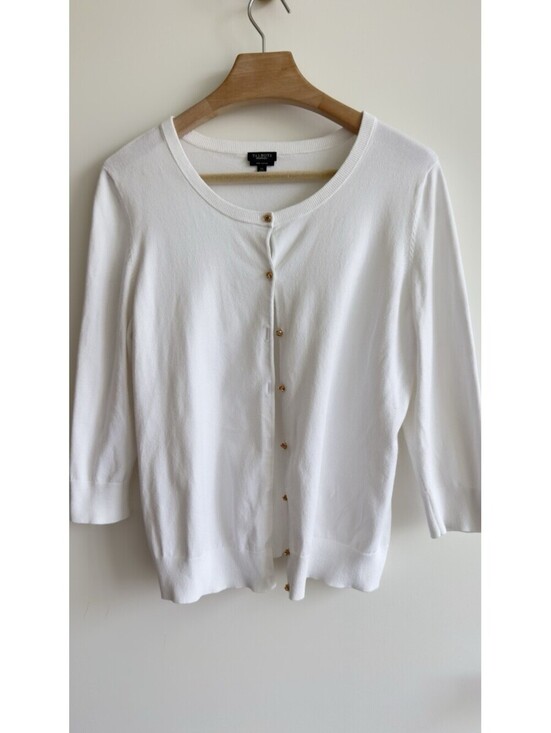 Talbots Sweaters - Talbots Established 1947 Pima Cotton White Cardigan Sweater XL Gold Button